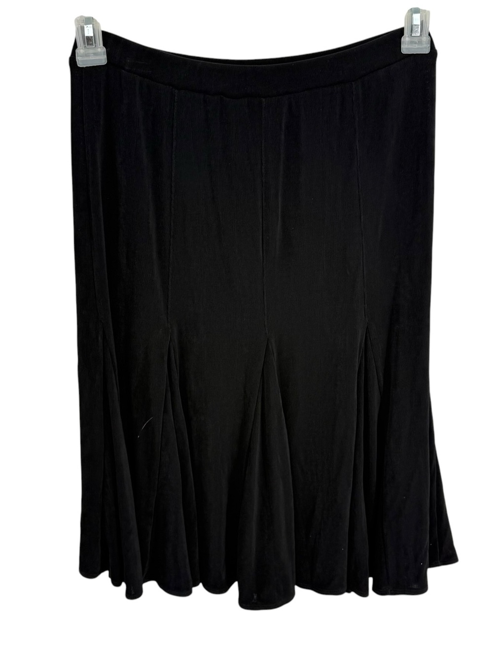 Chico's Travelers Black Pleated A-Line Pull On Knee Length Skirt Size 0 (Small)